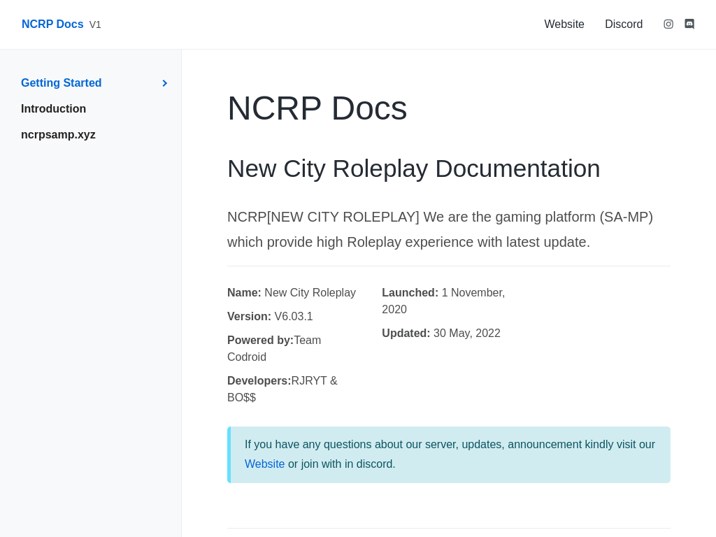 NCRP Documentation Website