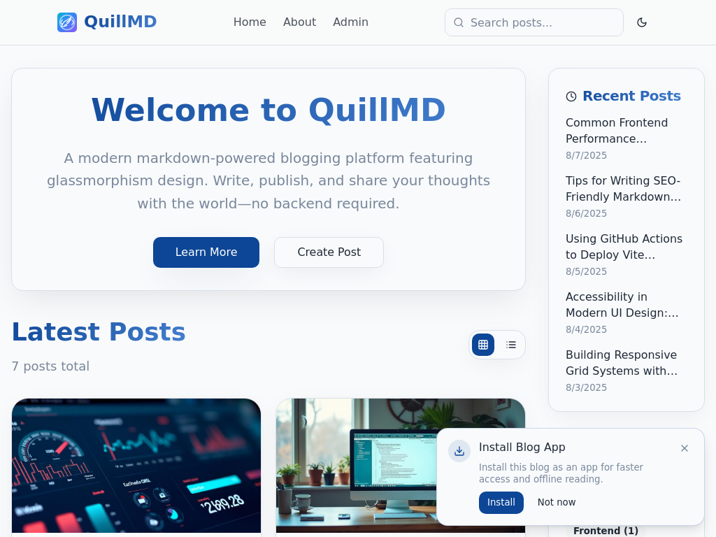 QuillMD — Vibecoded Markdown Blog